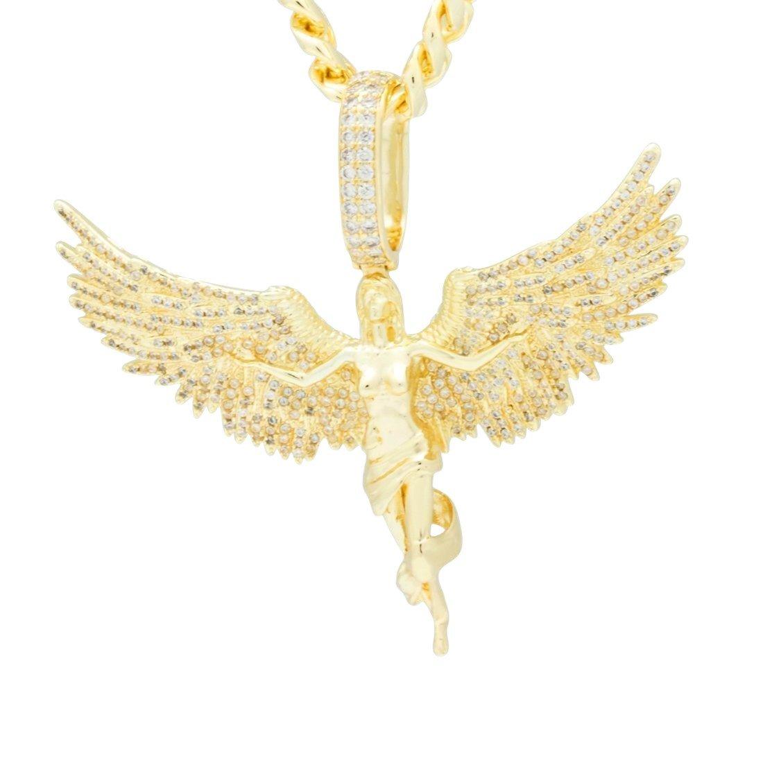 King Ice Soaring Angel Necklace - Gold - GOLD